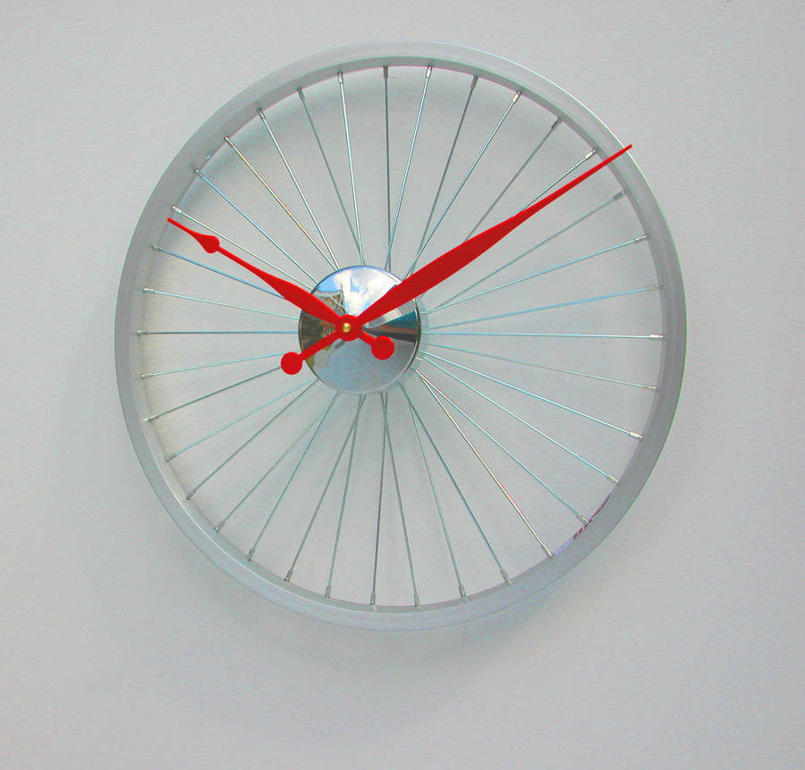 Bike wheel clock small Red