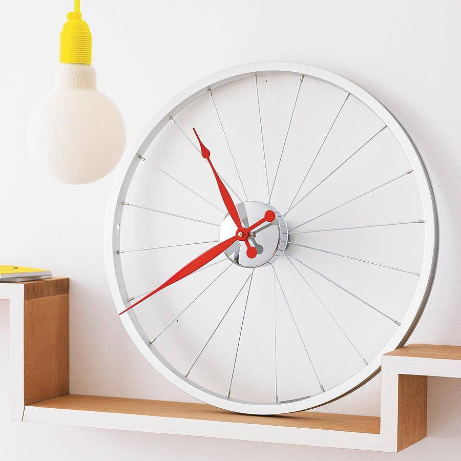 Bike wheel clock small Red