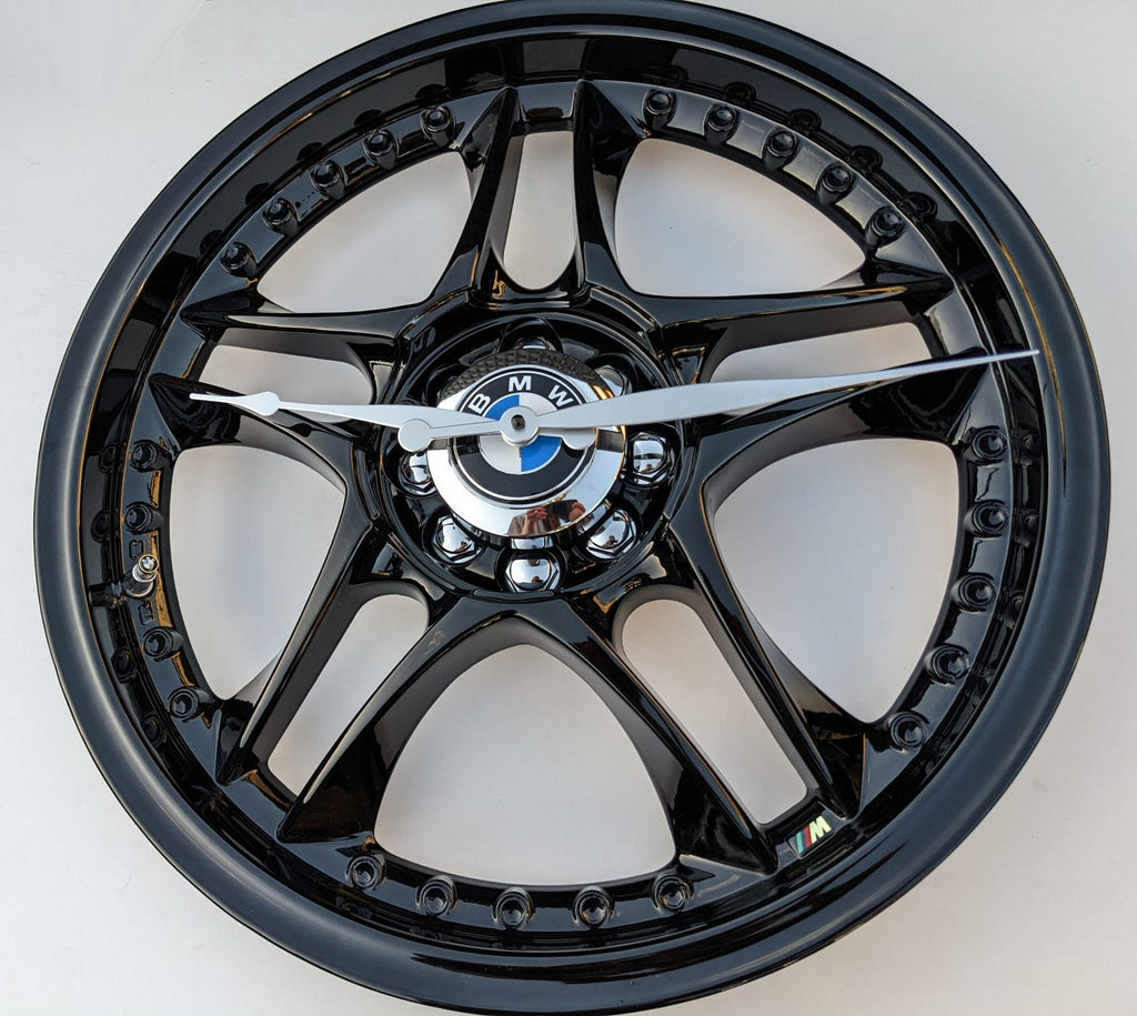 Alloy Wheel upcycled to stunning BMW Wheel wall clock (or car brand of your choice)