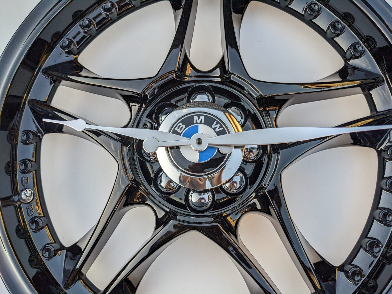 Alloy Wheel upcycled to stunning BMW Wheel wall clock (or car brand of your choice)