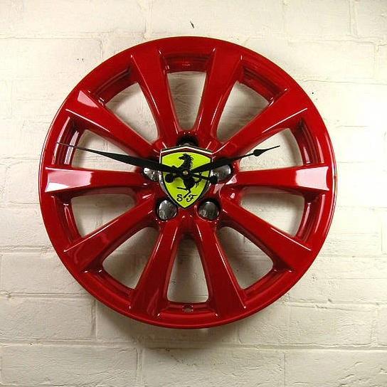 Alloy Wheel upcycled to stunning Ferrari Wheel wall clock