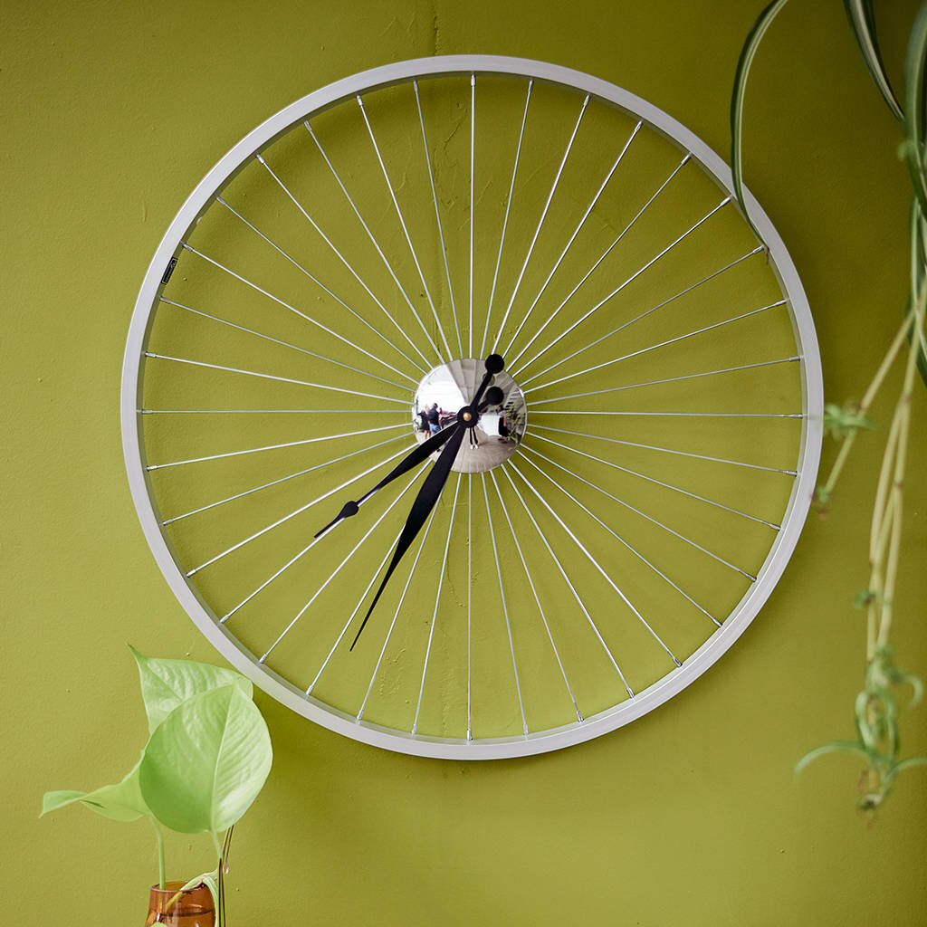 Bicycle Wheel Clock 57cm Black